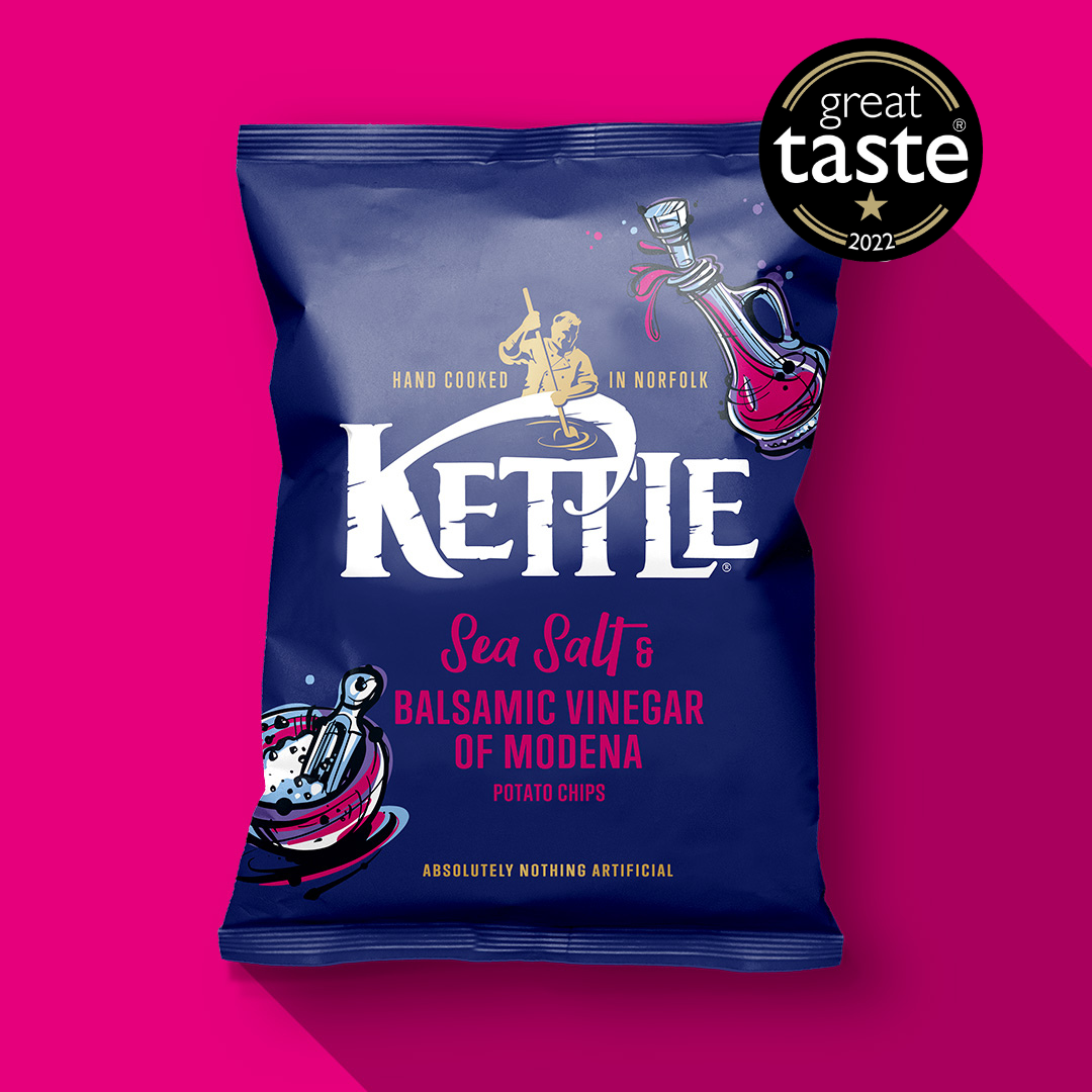 Sea Salt & Balsamic Vinegar KETTLE Chips Handcooked British Crisp