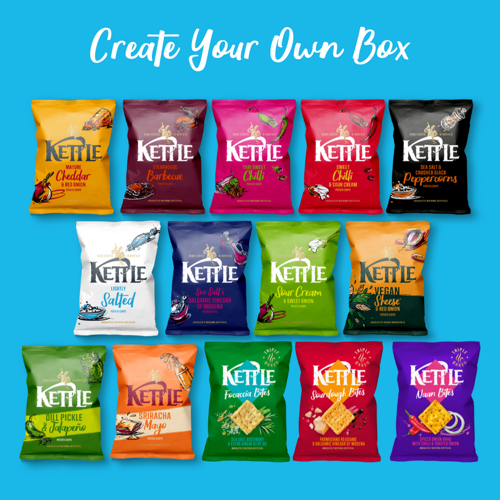 Box Cips KETTLE Chips | Originals Box | 8 Flavours x Sharing Crisp Packs ...
